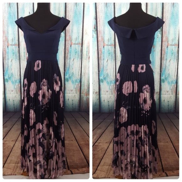 Xscape Dresses & Skirts - NWT Xscape Off The Shoulder Floral Pleated Gown